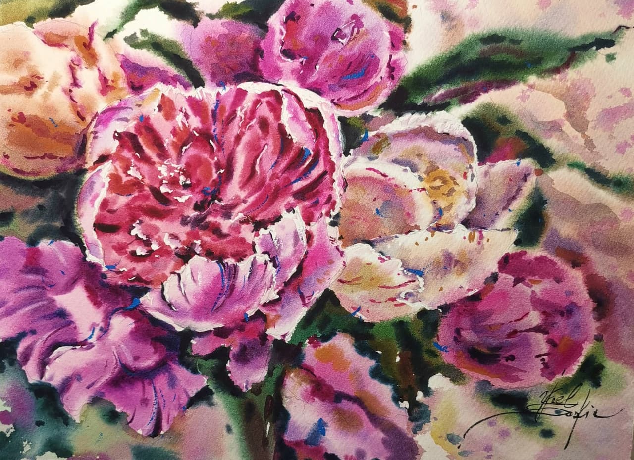 Flowers painting Original watercolor artwork — image 1
