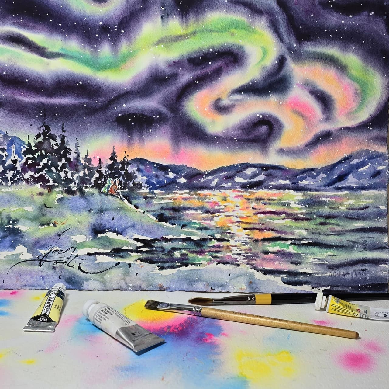 Original watercolor painting Alaska landscape artwork — image 2