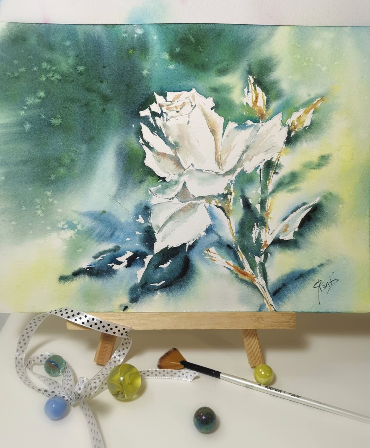 Rose Painting Original Watercolor  — image 2