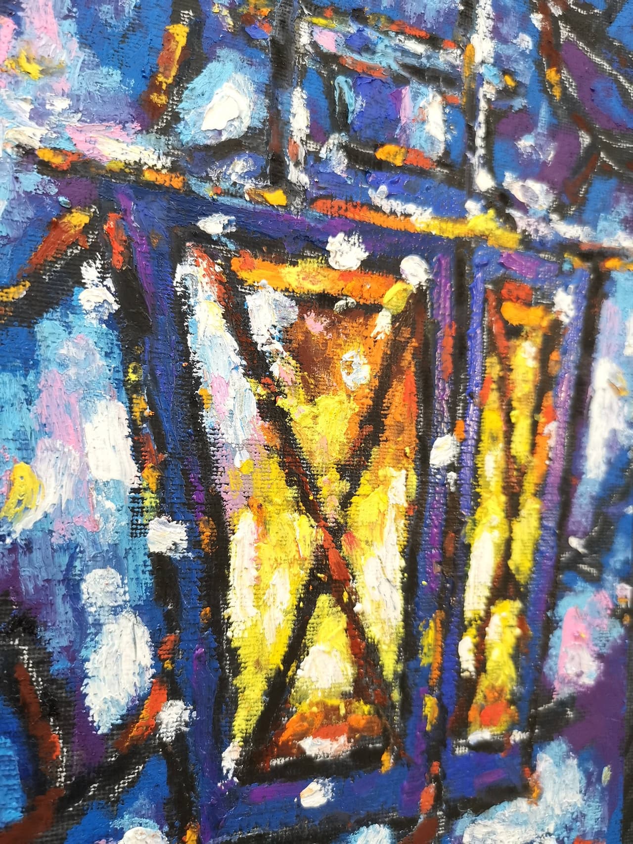 Street light artwork Original oil pastel painting — image 4