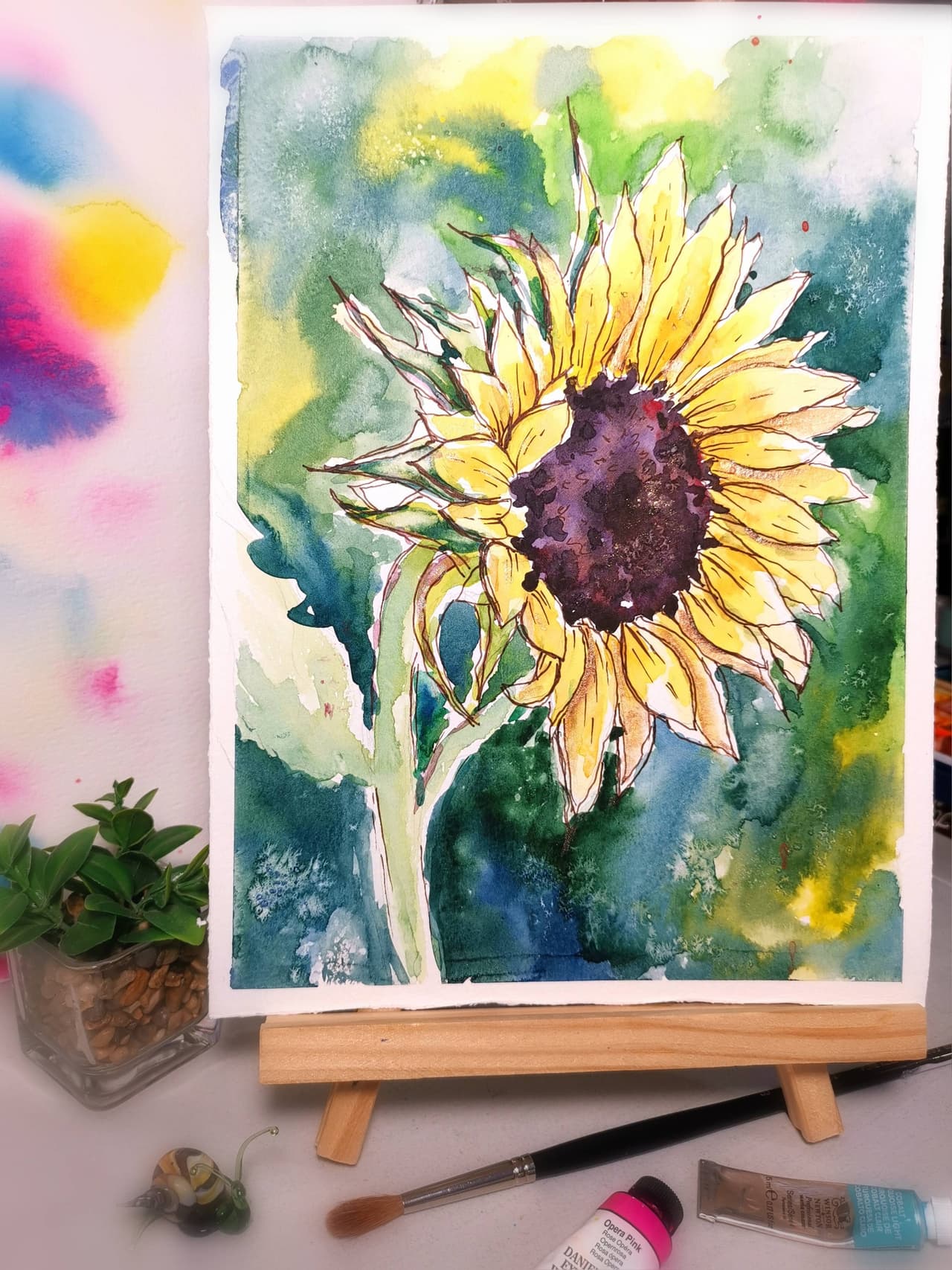 Sunflower Painting Original Watercolor Artwork — image 2