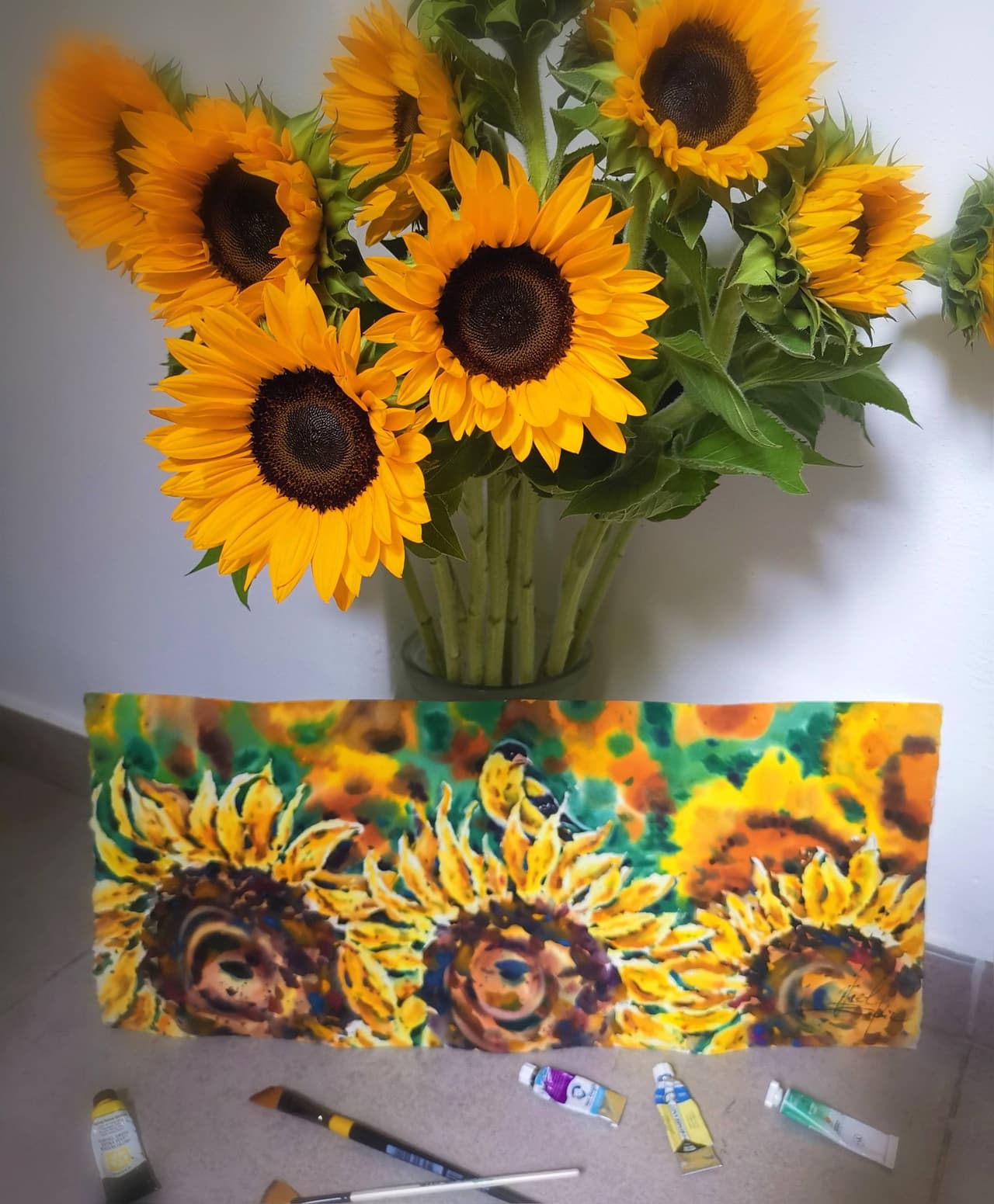 Sunflowers painting Original watercolor artwork — image 2