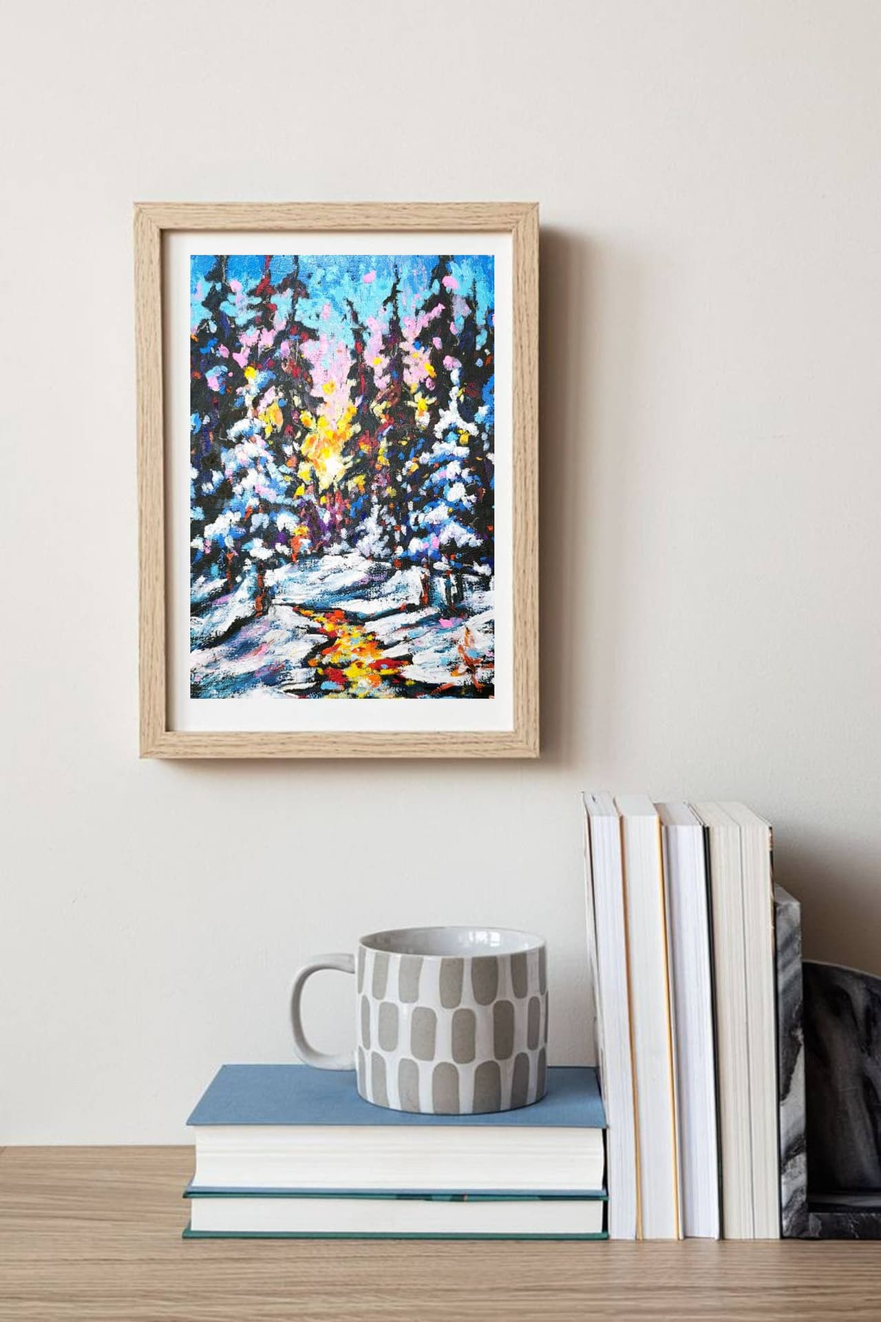 Winter landscape painting Original oil pastel artwork — image 2