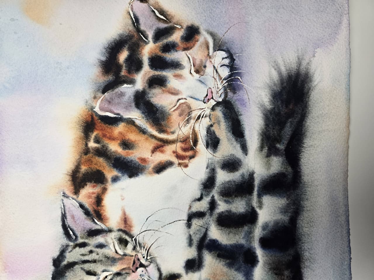 Tabby Cats Watercolor Painting - Sleeping Cats Wall Decor — image 3