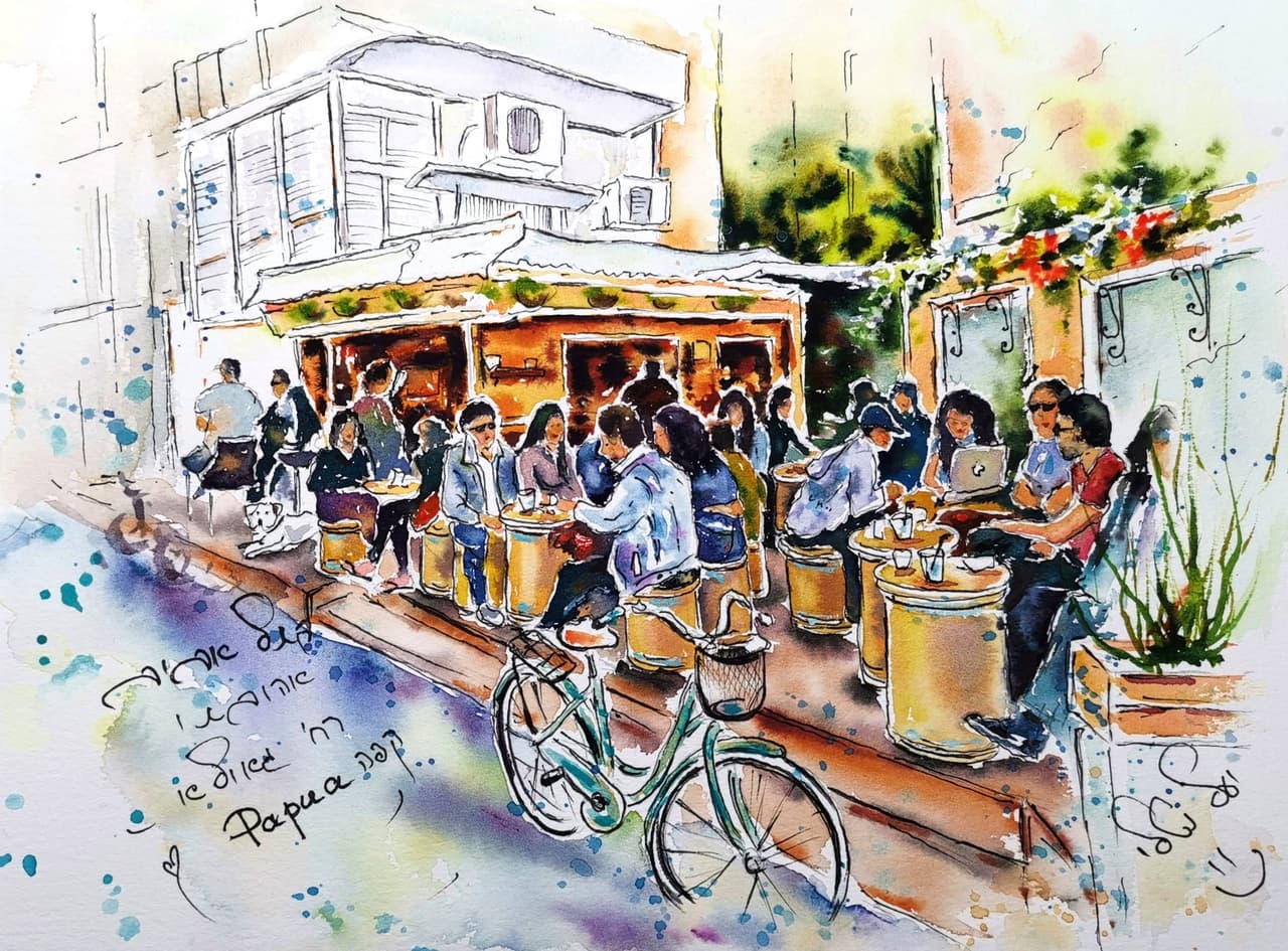 Tel Aviv painting Original watercolor artwork — image 1