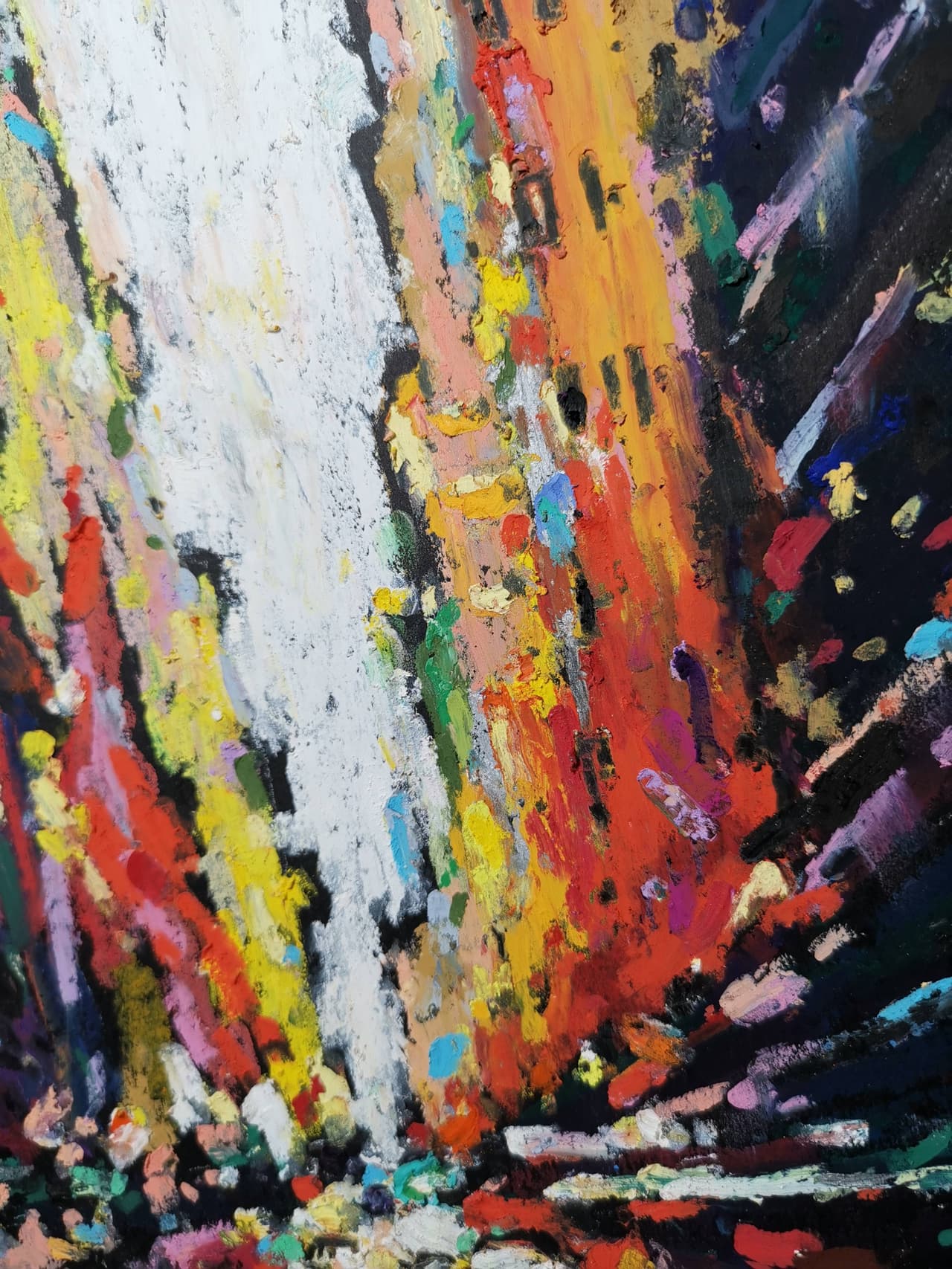 The Big Apple Lights - Original Oil Pastel Abstract New York City Painting — image 2