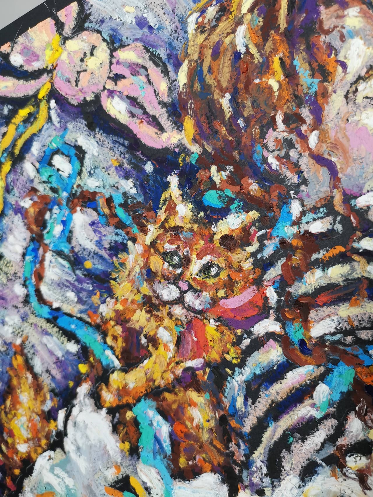 Original Oil Pastel Painting - Childhood Dreams with Toys — image 3