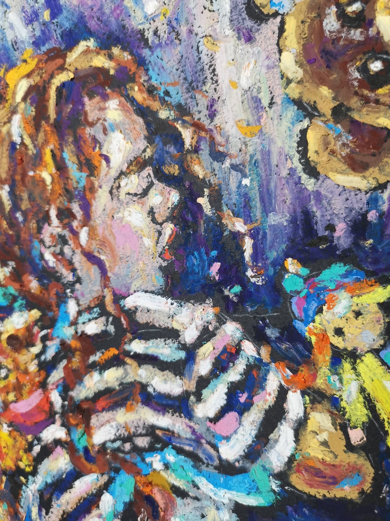 Original Oil Pastel Painting - Childhood Dreams with Toys — image 2
