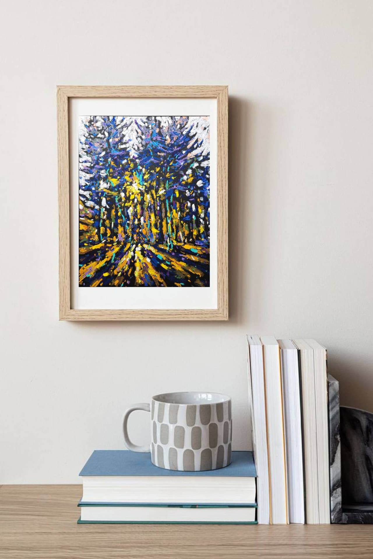 Trees painting Original oil pastel painting Sunset painting  — image 2
