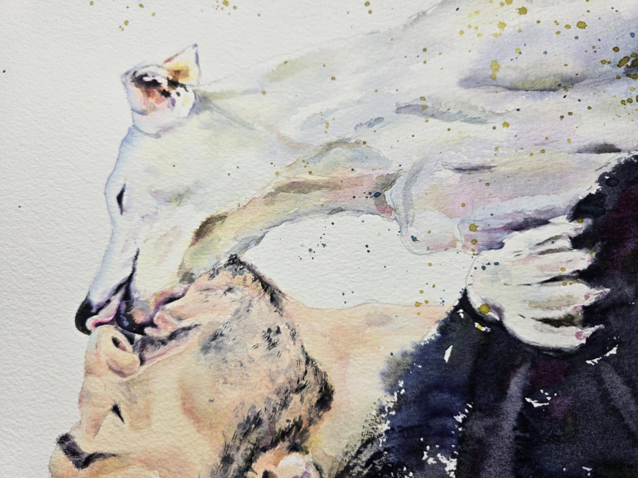 Original Watercolor Painting Man and Dog Love - Modern Pet Portrait Wall Art — image 2