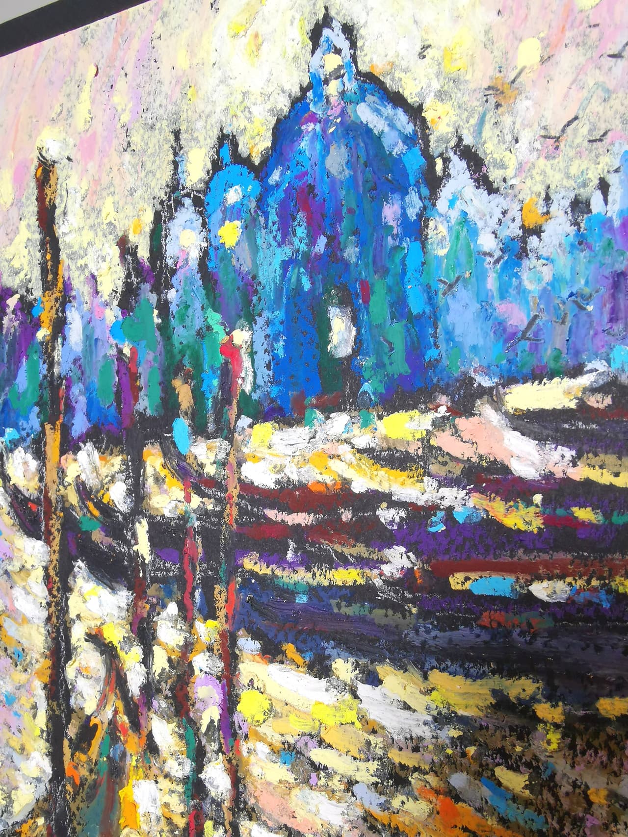 Venice painting Original oil pastel painting Gondola artwork Italy landscape — image 3