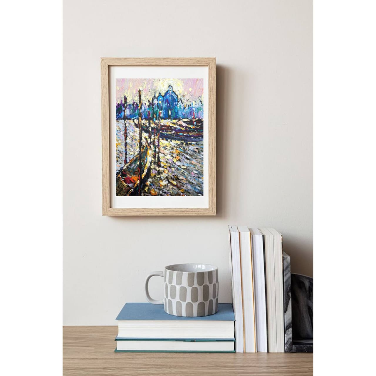 Venice painting Original oil pastel painting Gondola artwork Italy landscape — image 5