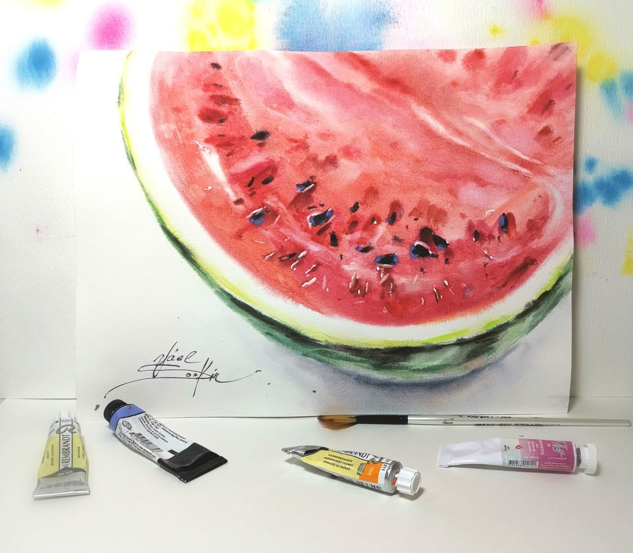 Original watercolor painting Watermelon painting Fruit art Food artwok  — image 2