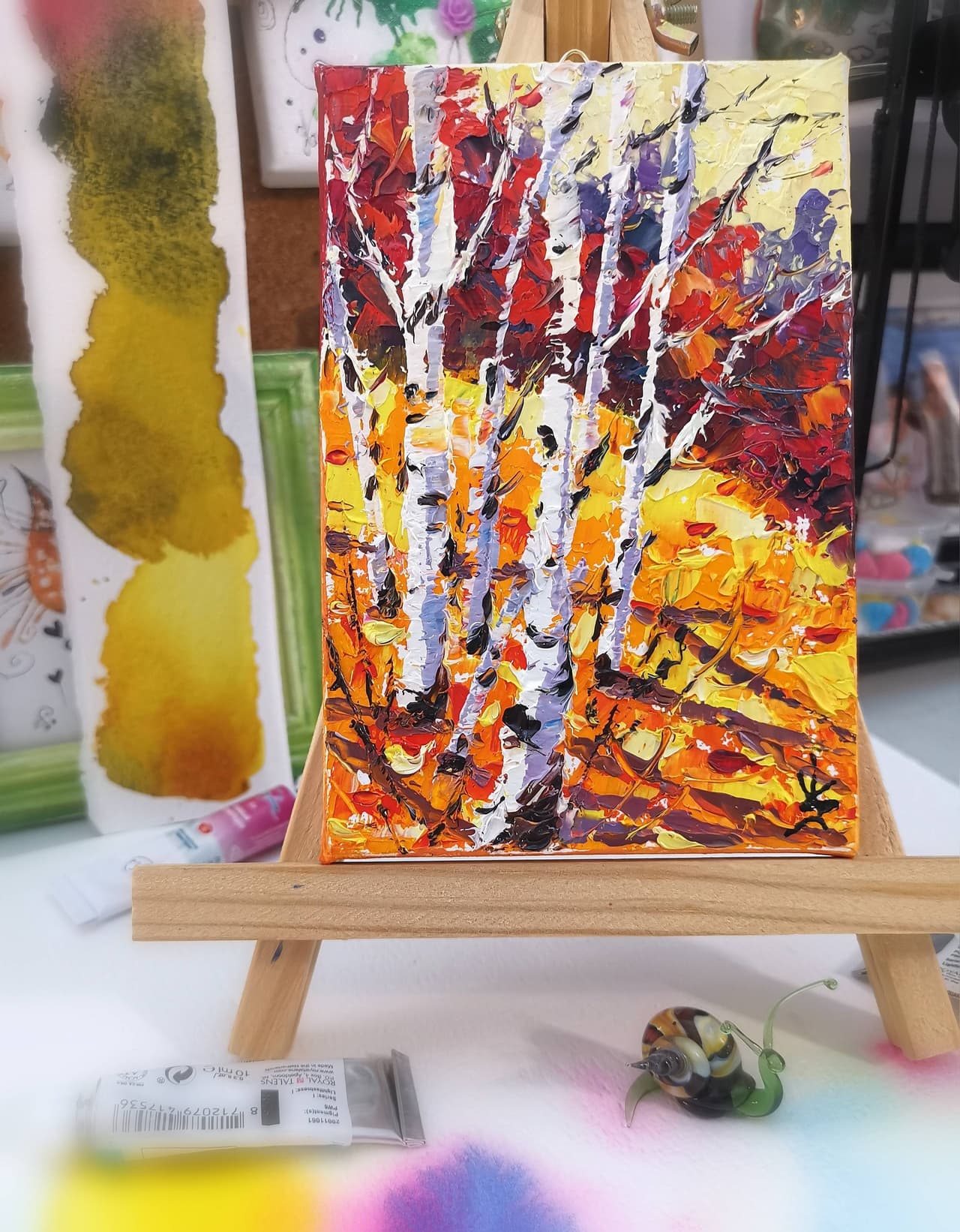 Birch tree artwork Original oil painting  — image 4