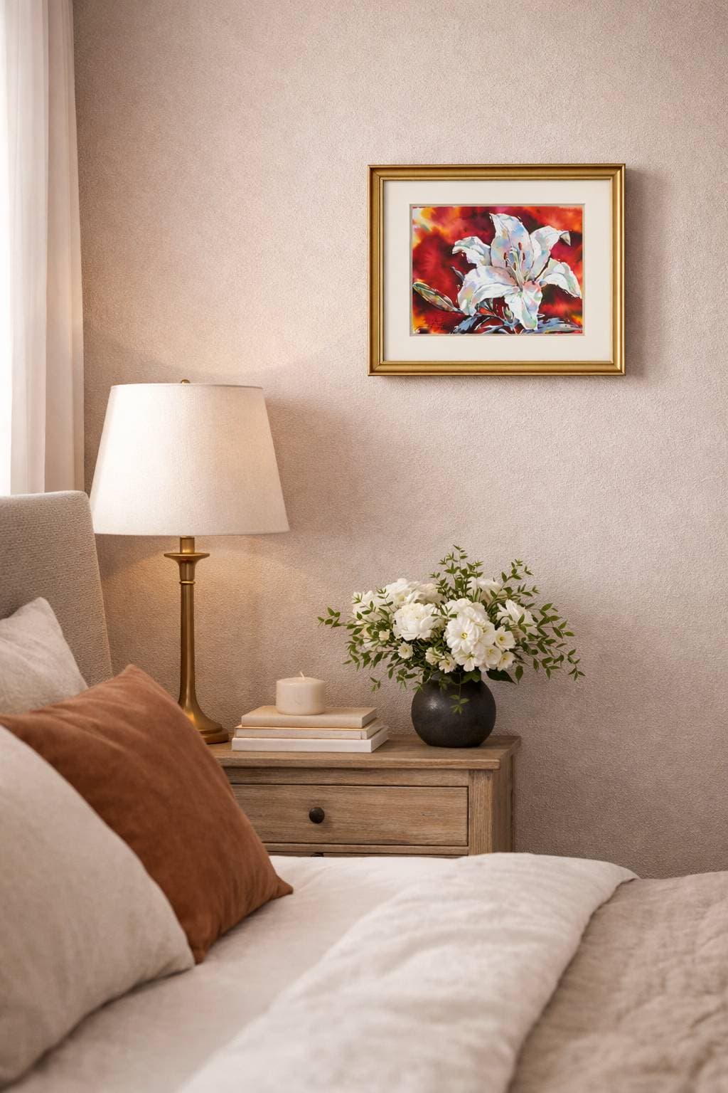 White Lily Watercolor Painting - Original Floral Wall Art — image 6