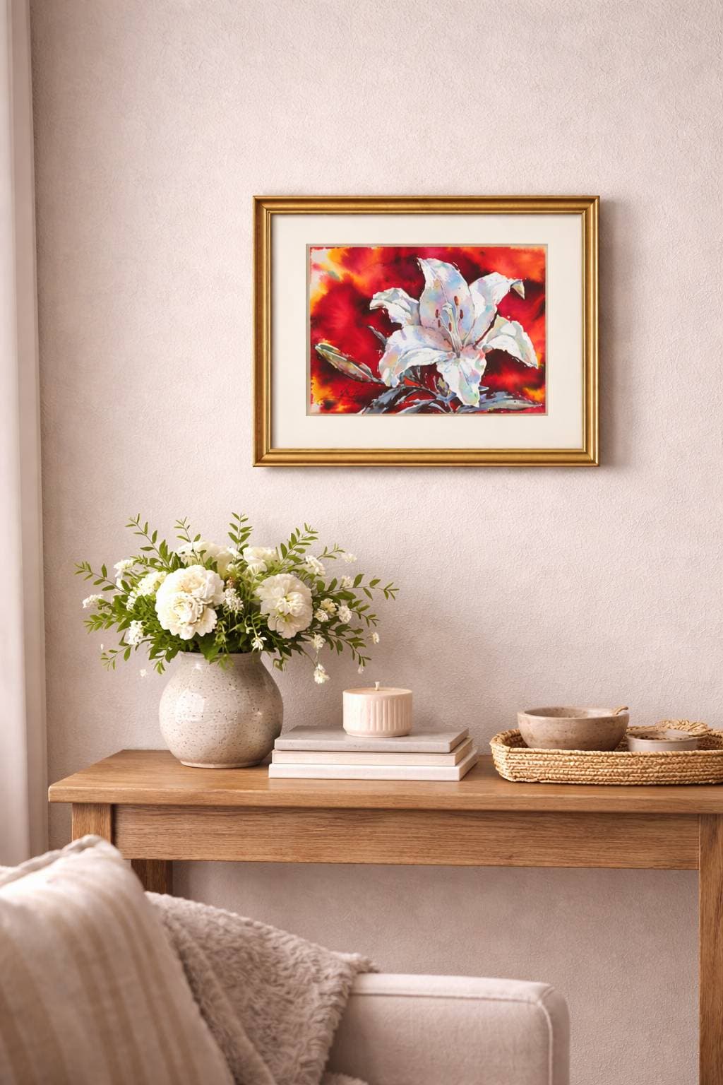 White Lily Watercolor Painting - Original Floral Wall Art — image 5