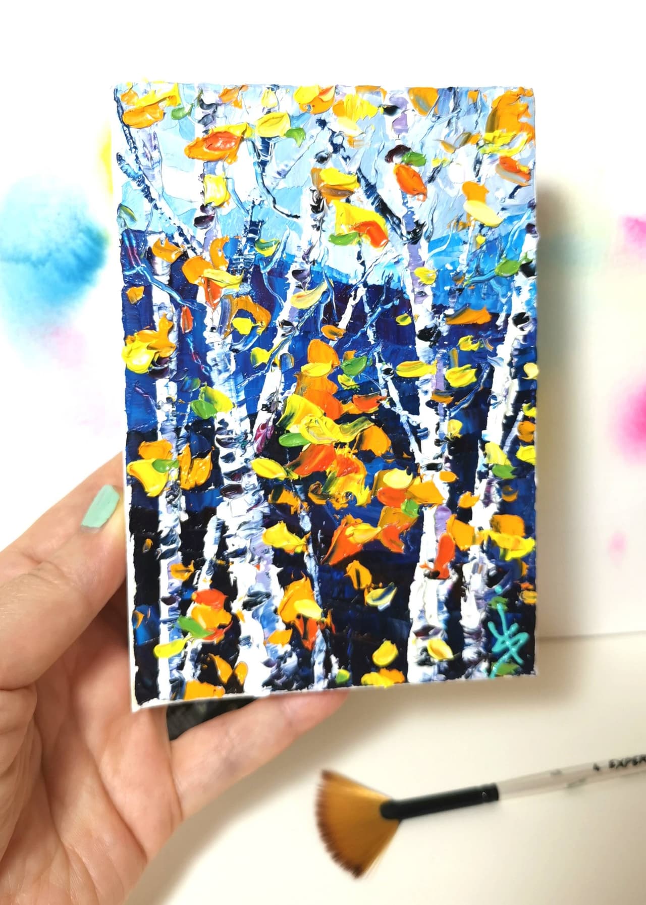 White Birch Tree Art Original Impasto Oil Painting — image 2