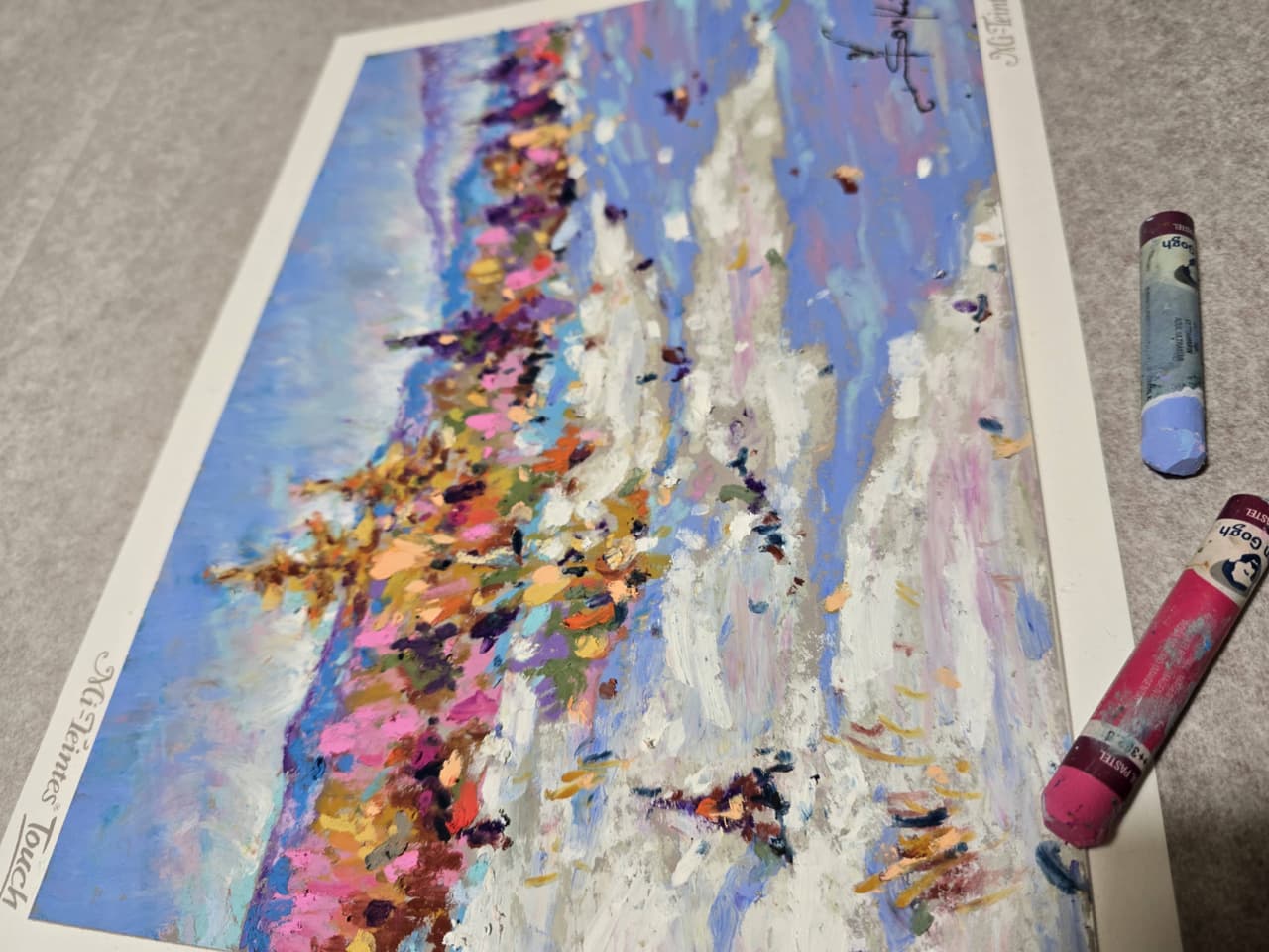 Original Oil Pastel Winter Landscape Painting - Snowy Forest Wall Art — image 4