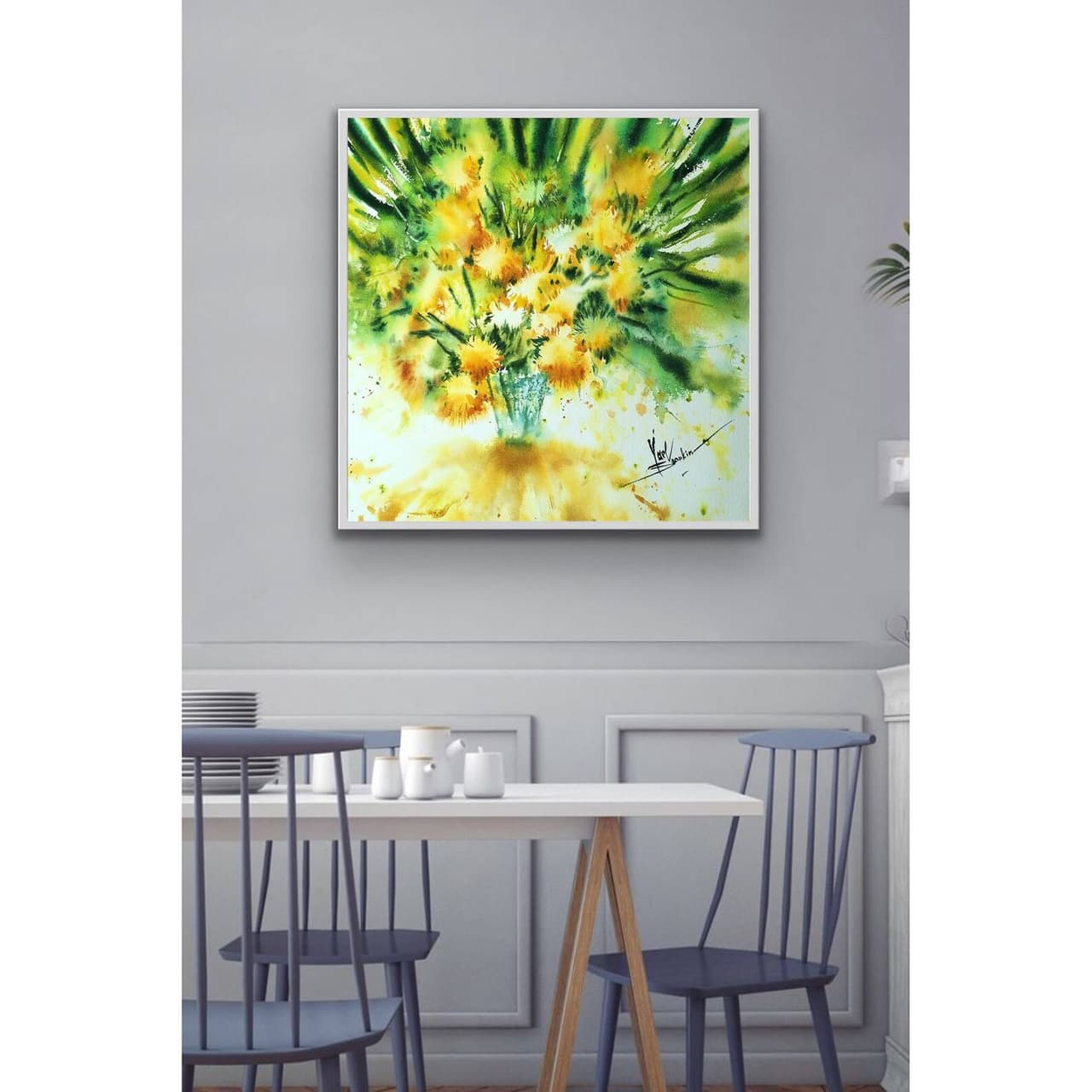 Original Watercolor Yellow Flowers Painting - Floral Wall Art — image 4