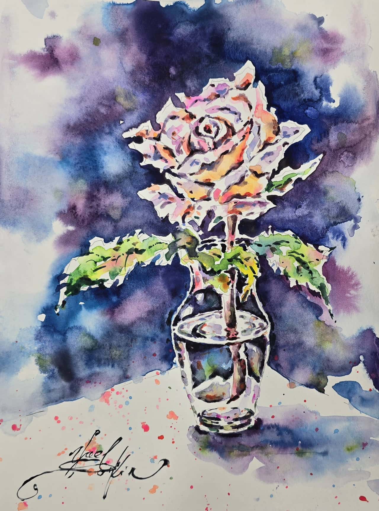 Original Watercolor Rose Painting - Floral Wall Art