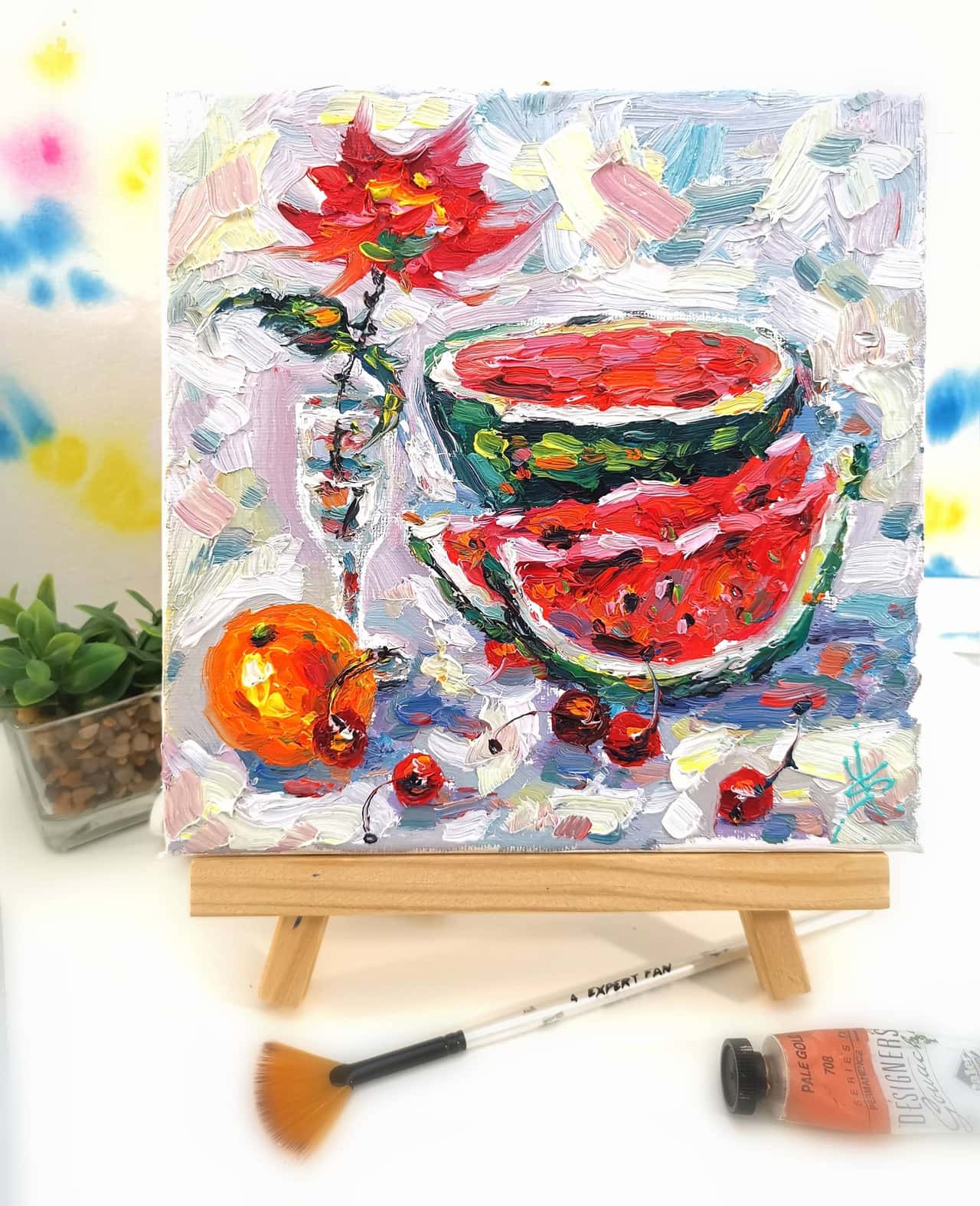 Original Impasto Oil Still Life Painting - Fruit & Floral Wall Art
