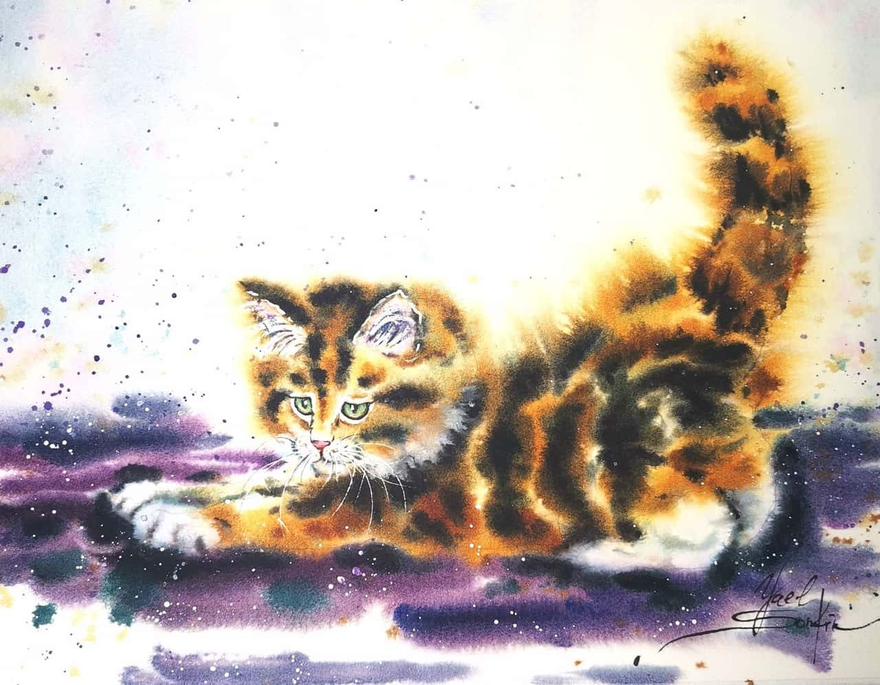 Kitten painting Original watercolor artwork