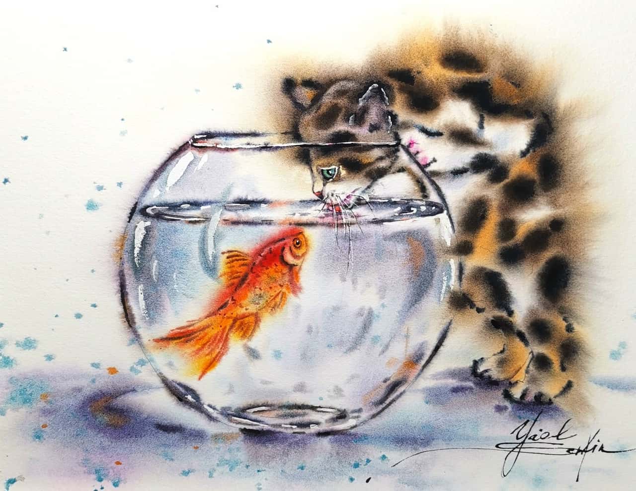 Animals painting Original watercolor painting