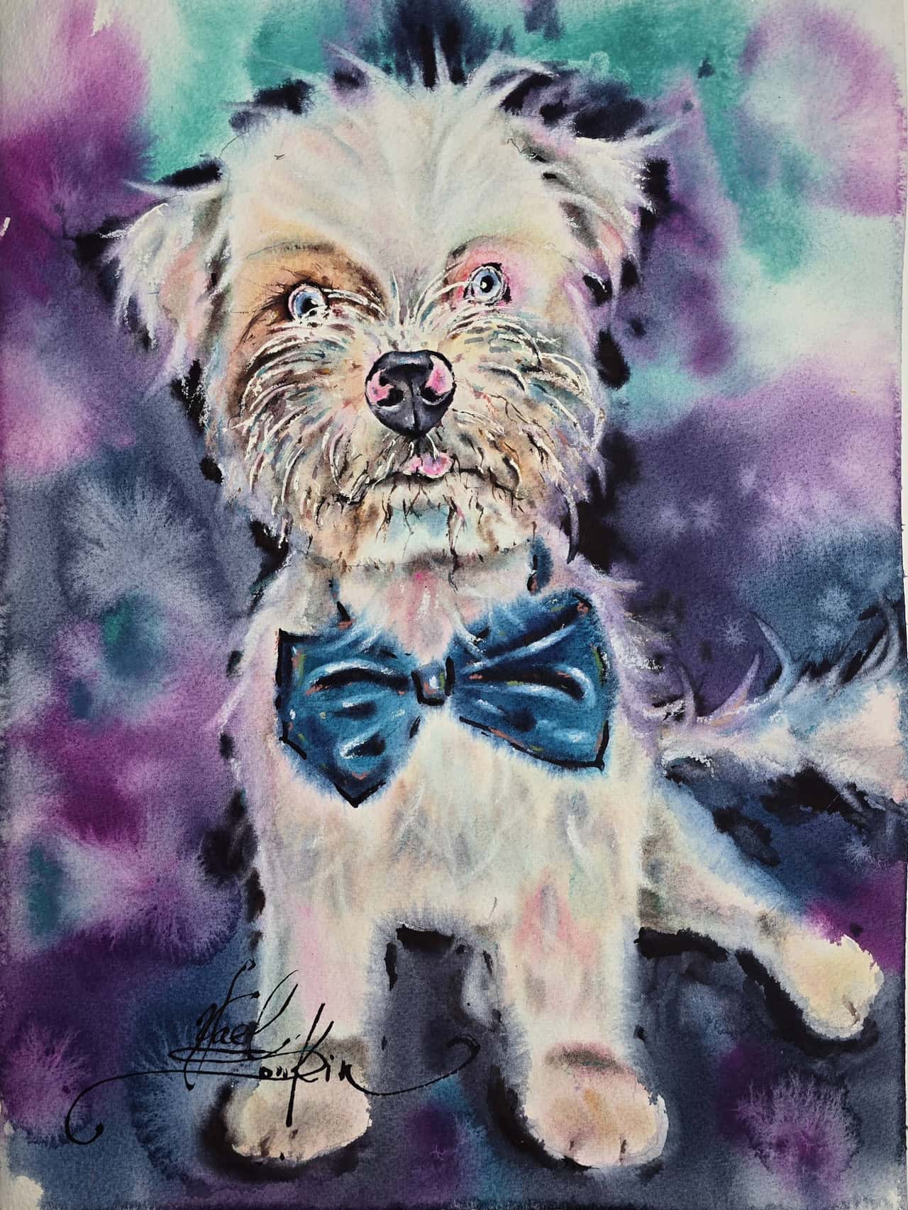 Westiepoo Watercolor Painting - Original Dog Portrait Wall Art