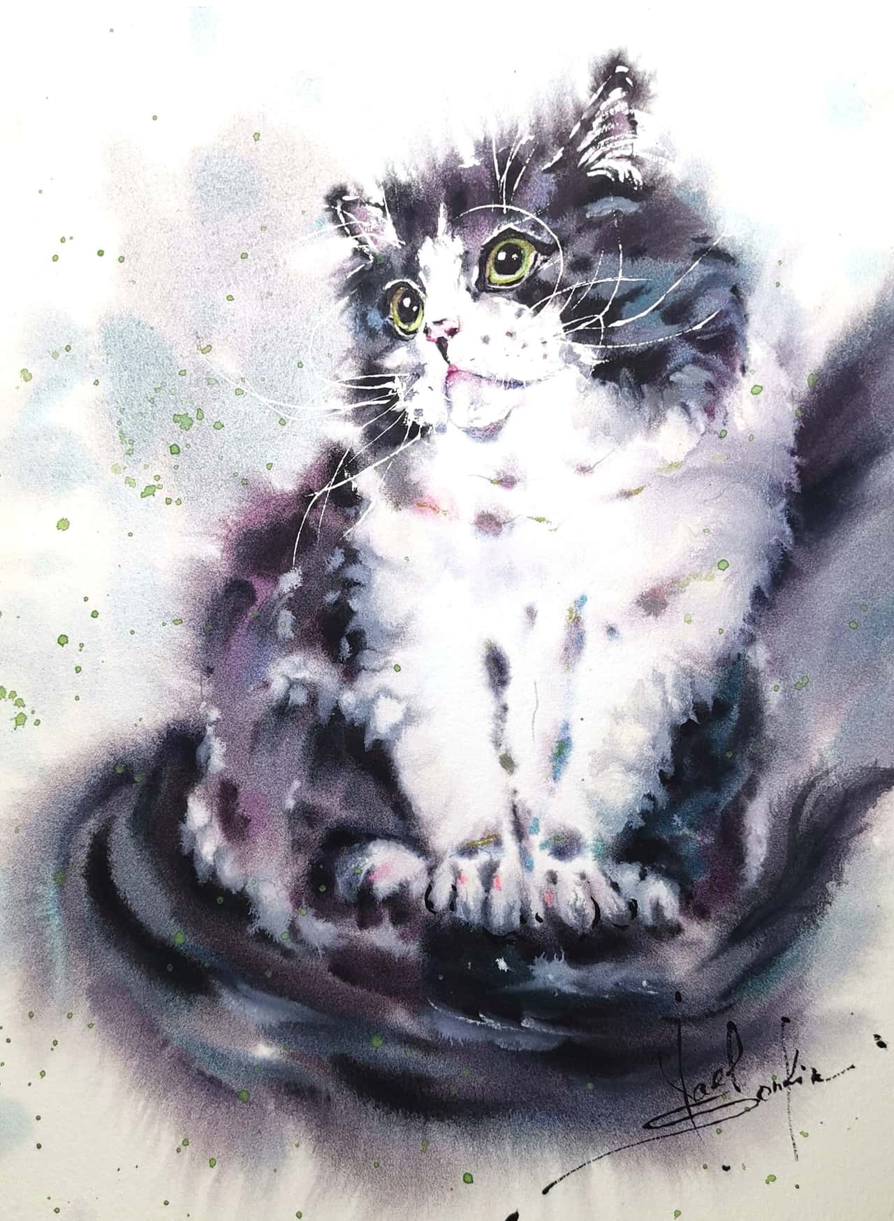 Cat painting Original watercolor painting